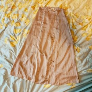 aritzia wilfred midi skirt - pastel pink midi skirt with slit (00)